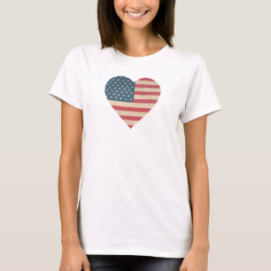 T-shirt Coeur du drapeau patriotique 4 juillet
