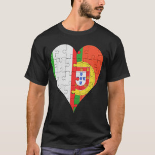 T-shirt Coeur du drapeau portugais italien