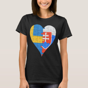 T-shirt Coeur du drapeau slovaque suédois