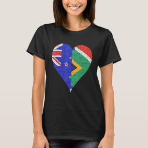 T-shirt Coeur du drapeau sud-africain néo-zélandais
