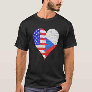 T-shirt Coeur du drapeau tchèque américain