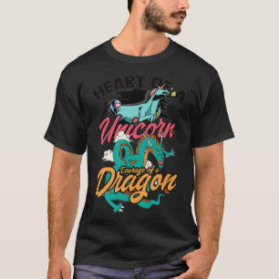 T-shirt Coeur d'une licorne Courage d'un dragon Sarcastiqu