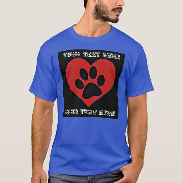 T-SHIRT COEUR EMPREINTE DE PATTE LOGO PERSONNALISÉ (Devant)