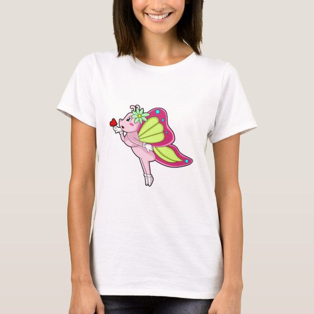 T-shirt Coeur en fleurs papillon (Devant)
