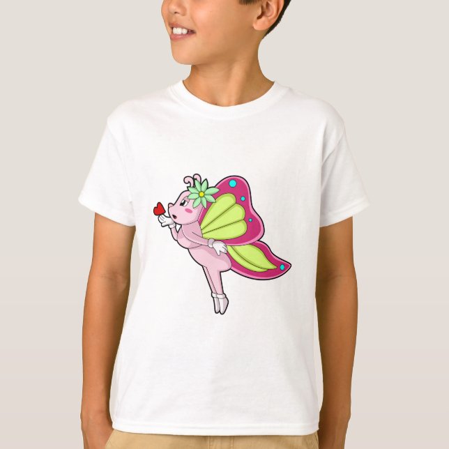 T-shirt Coeur en fleurs papillon (Devant)