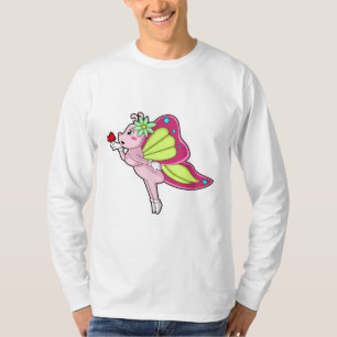 T-shirt Coeur en fleurs papillon