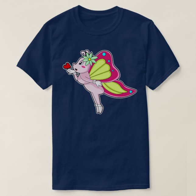 T-shirt Coeur en fleurs papillon (Design devant)