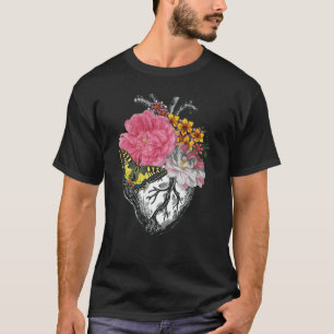 T-shirt Coeur Et Fleurs Anatomiques Montrent Votre Amour