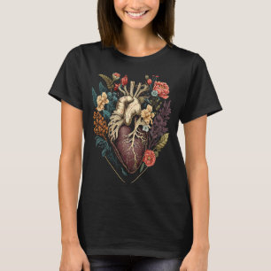 T-shirt Coeur Et Fleurs Anatomiques Montrent Votre Amour P
