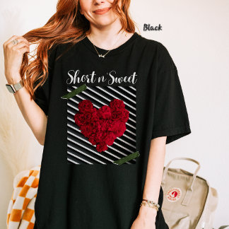 T-shirt Coeur floral romantique - Court n doux, Rose rouge