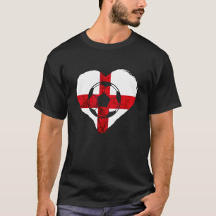 T-shirt Coeur Football Anglais Croix de St George Drapeau