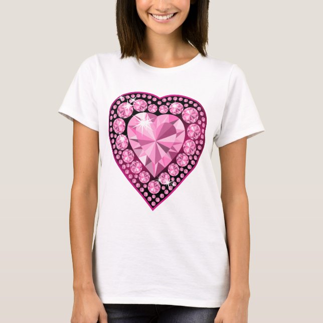 T-shirt Coeur Gem Quartz Rose (Devant)
