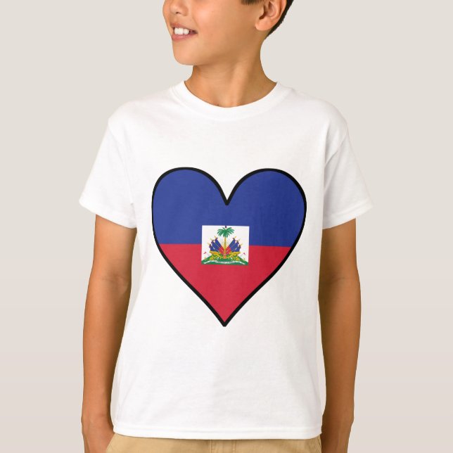 T-shirt Coeur haïtien de drapeau (Devant)