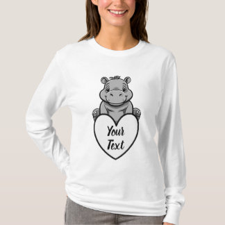 T-shirt Coeur Hippo bébé avec votre message personnalisé