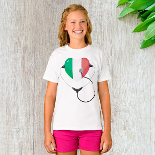 T-shirt Coeur italien avec stéthoscope Soins de santé