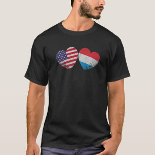 T-shirt Coeur Luxembourg Drapeau Américain Famille Patriot