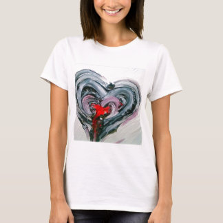 T-shirt Coeur noir et rouge T