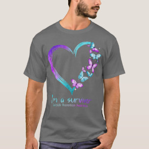T-shirt Coeur papillon Je suis un survivant Prévention du 