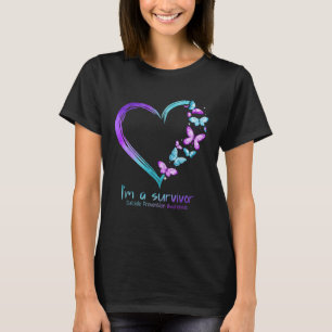 T-shirt Coeur papillon Je suis un survivant Prévention du 