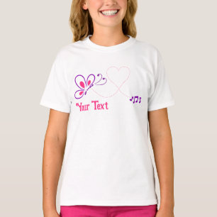 T-shirt Coeur papillon rose et pourpre Customisé