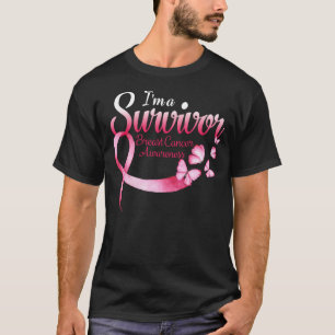 T-shirt Coeur papillon rose Je suis un survivant Cancer du