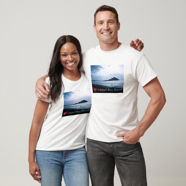 T-shirt Coeur personnalisé St Michaels Mont Cornwall + Che (Unisexe)