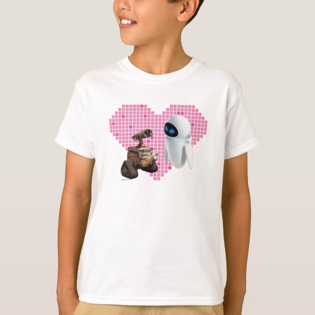 T-shirt Coeur Pixel WALL-E et Eve (Devant)