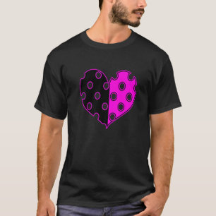 T-shirt Coeur Pointe Polka En Noir Et Rose