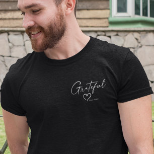 T-shirt Coeur reconnaissant   Votre nom Script minimal d'e