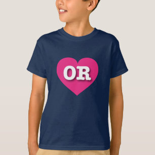 T-shirt Coeur rose chaud de l'Oregon - J'aime OU