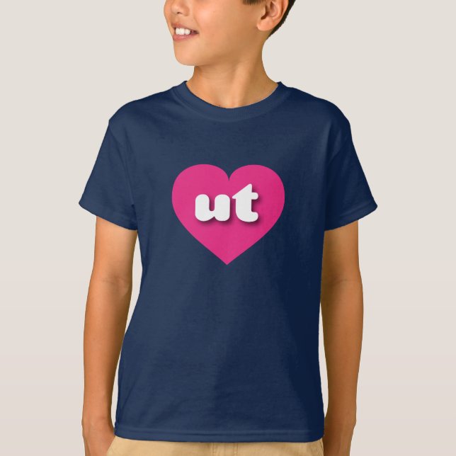 T-shirt Coeur rose chaud Utah - J'aime ut (Devant)
