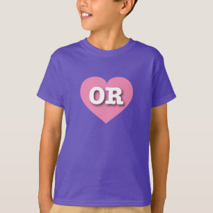 T-shirt Coeur rose de l'Oregon - J'aime OU