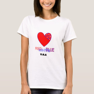 T-shirt Coeur rouge, blanc et bleu