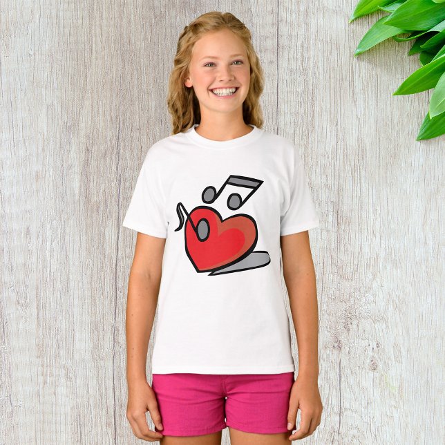 T-shirt Cœur Rouge Notes De Musique Chantantes (Créateur téléchargé)