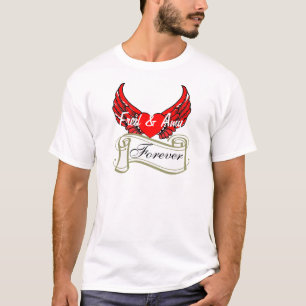 T-shirt Coeur, rouleau d'or, Fred et Amy à ailes rouges,