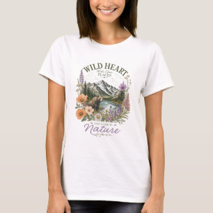 T-shirt Cœur Sauvage Lieux Ouverts Ours Montagne Fleur Sau