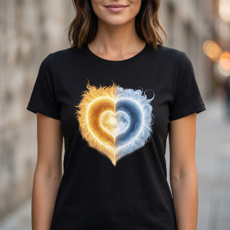 T-Shirt Cœur Soleil Lune Amour Céleste