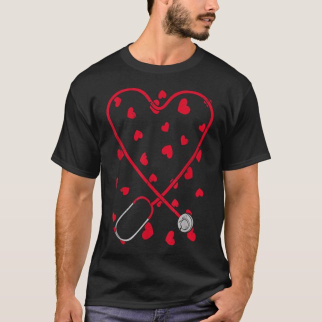 T-shirt Coeur Stethoscope Cute Love Nurse Valentines Day (Devant)