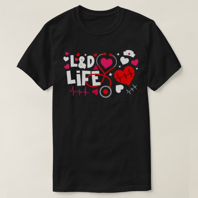T-shirt Coeur Stethoscope LD Vie Valentines Travail Livrer (Design devant)
