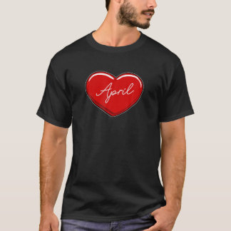 T-shirt Coeur tiré à la main Avril - Prénom Coeurs J'aime