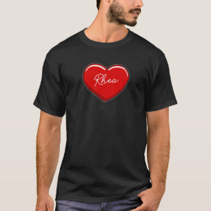 T-shirt Coeur tiré à la main Rhea Prénom Coeurs I Love Rh