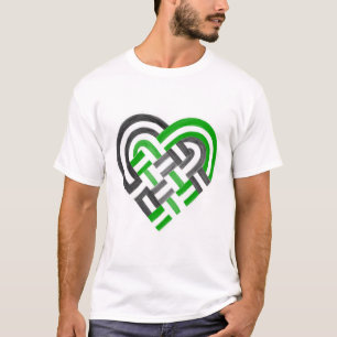 T-shirt Coeur tissé Neutrois Pride Drapeau vert noir blanc