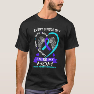 T-shirt Coeur Turquoise pourpre Je Manque Ma Mère Suicide 