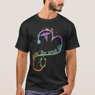 T-shirt Coeur vivant dans le stéthoscope de la vie du maqu