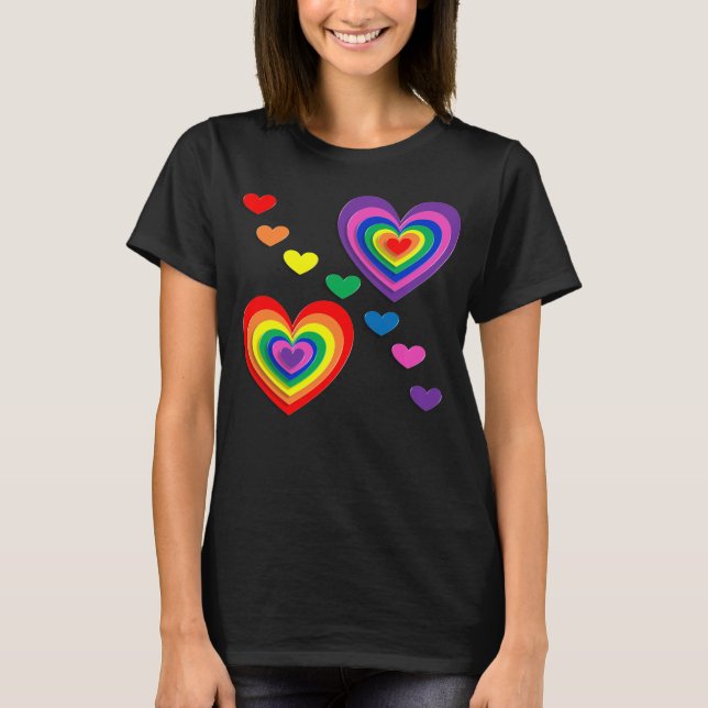 T-shirt Coeurs arc-en-ciel (Devant)
