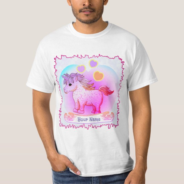 T-shirt Cœurs Arc-en-Ciel Licorne  (Devant)