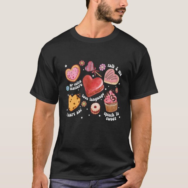 T-shirt Coeurs Candy Voix Langue Pathologiste SLP Valen (Devant)