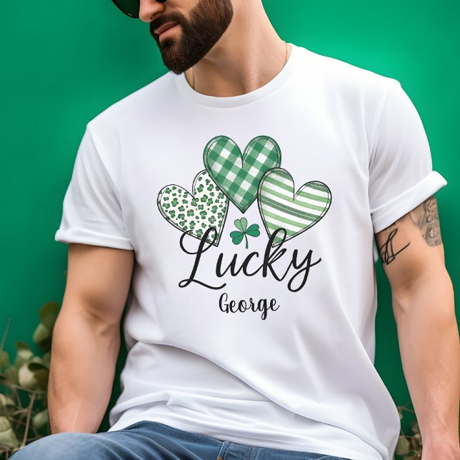 T-shirt Coeurs chanceux : Custom St. Patrick's Day Hommes (Lucky Hearts: Custom St. Patrick's Day Men’s T-Shirt)