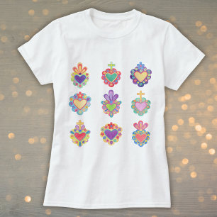 T-shirt coeurs, COEURS SACRÉS, clipart WATERCOLOR, mexiqu