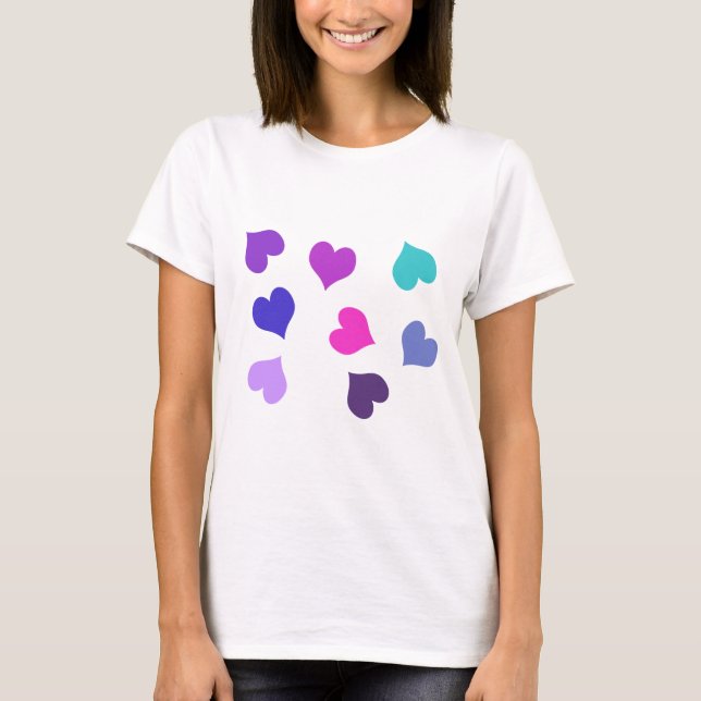 T-shirt Coeurs colorés mignons (Devant)